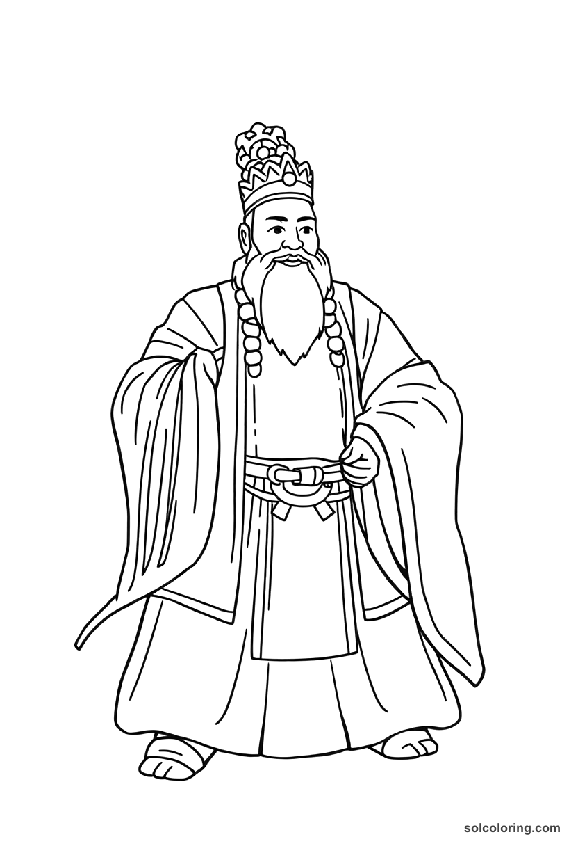 Simple Emperor Qin Shi Huang Unifying China coloring page, free printable simple style
