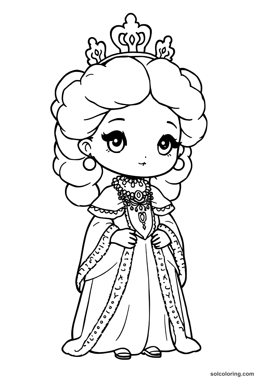Chibi Empress Maria Theresa of Austria coloring page, free printable chibi style