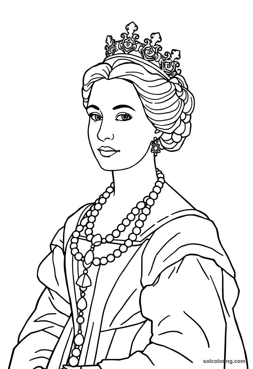 Simple Empress Maria Theresa of Austria coloring page, free printable simple style