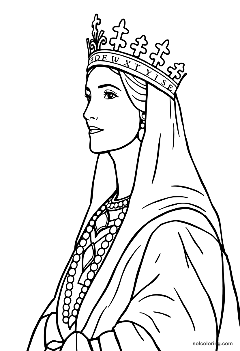 Simple Empress Theodora of Byzantium coloring page, free printable simple style