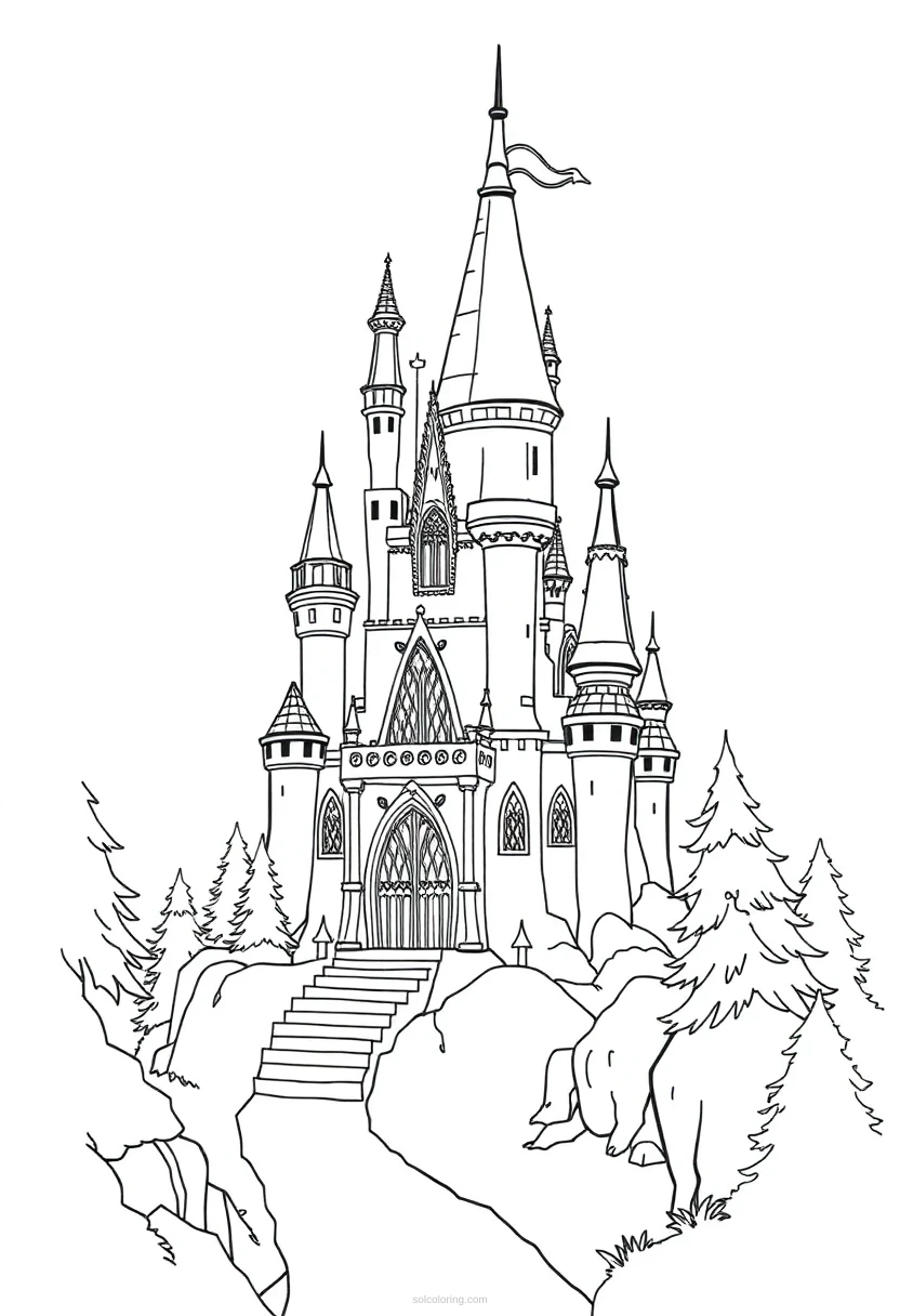 Enchanted Castle coloring page for kids