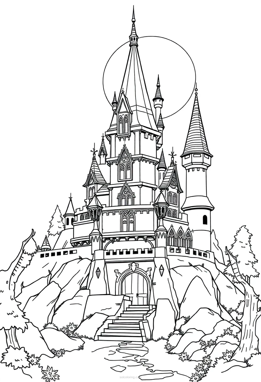 Enchanted Castle coloring page for kids
