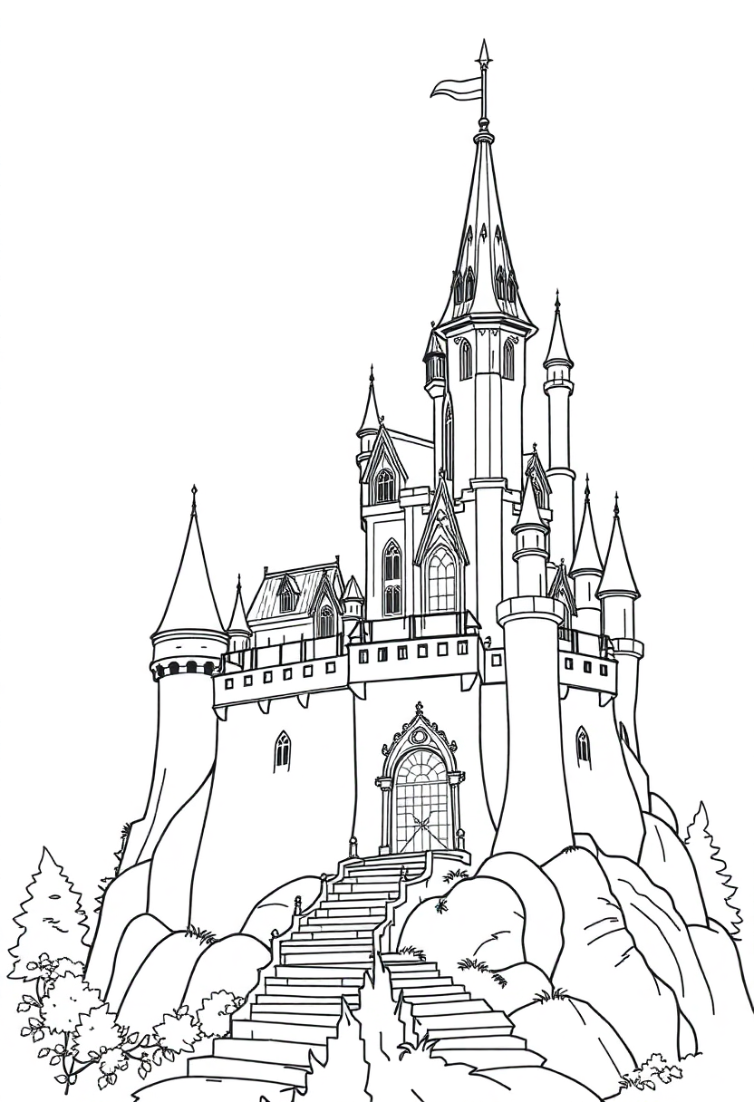 Enchanted Castle coloring page, free printable