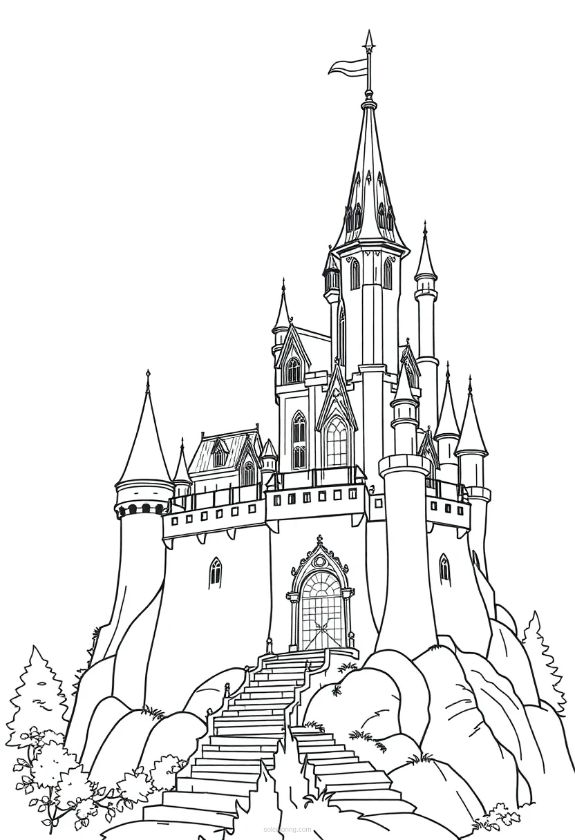 Enchanted Castle coloring page for kids