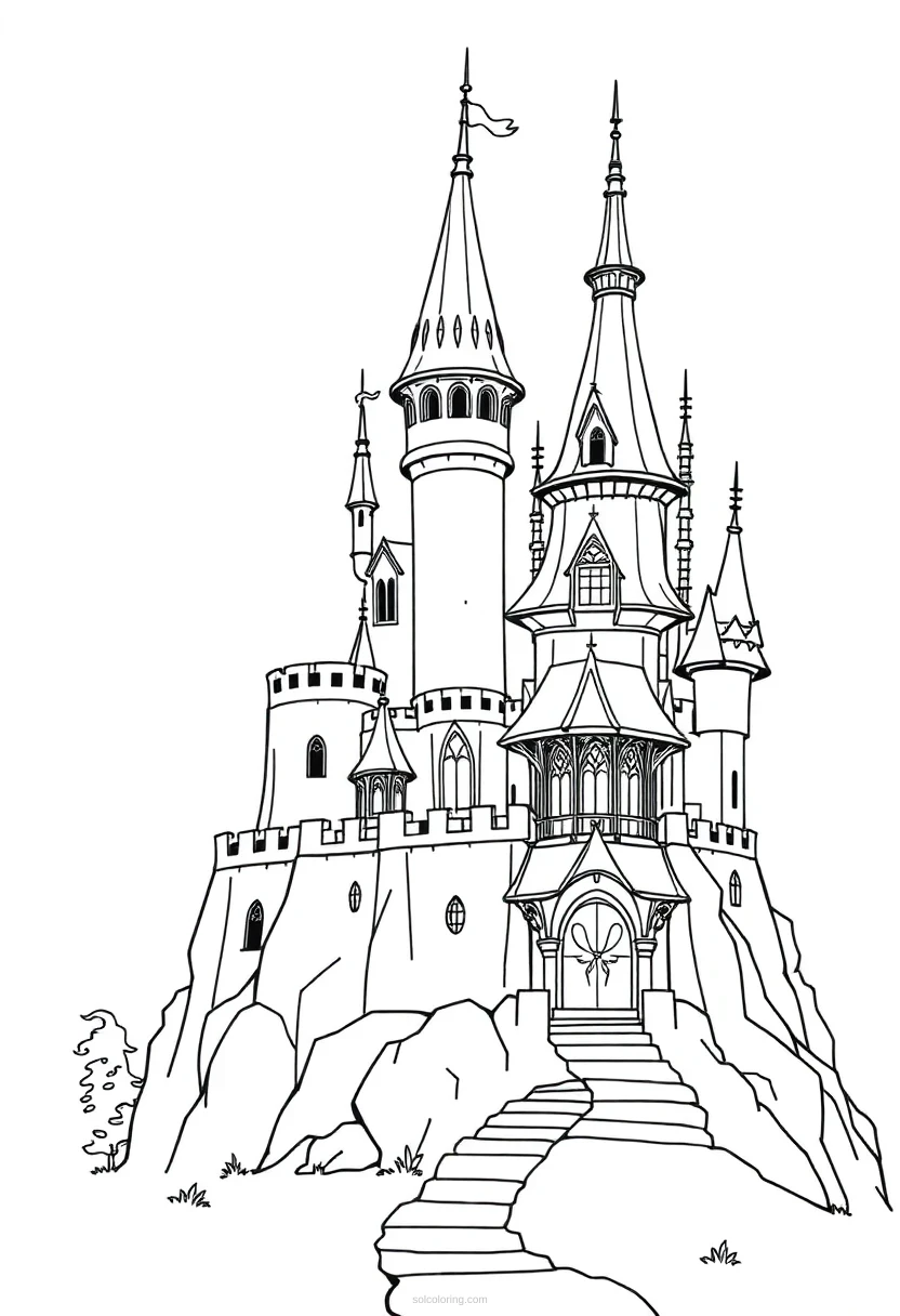 Enchanted Castle coloring page for kids