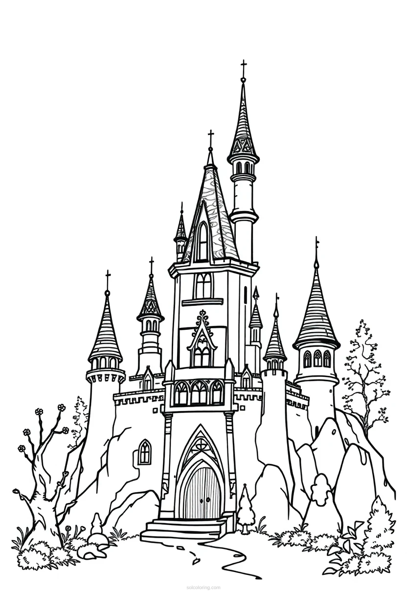 Enchanted Castle coloring page for kids