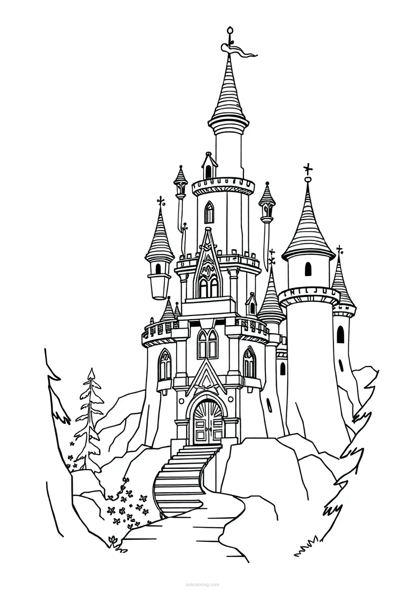 Enchanted Castle coloring page for kids