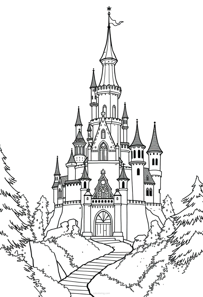 Enchanted Castle coloring page for kids