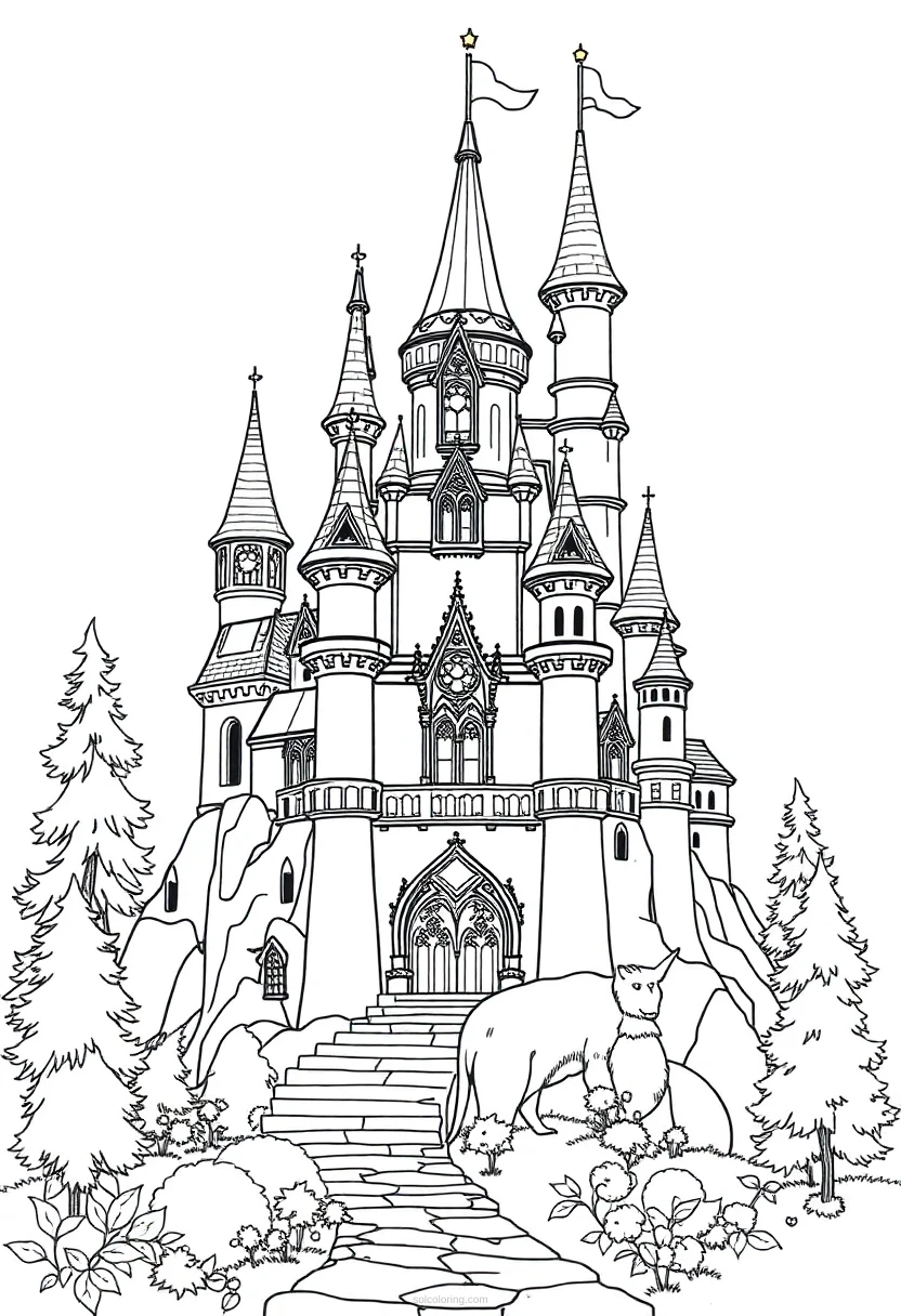 Enchanted Castle coloring page for kids