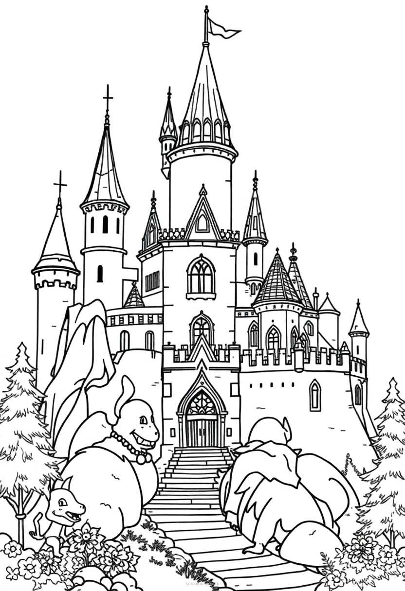 Enchanted Castle coloring page for kids