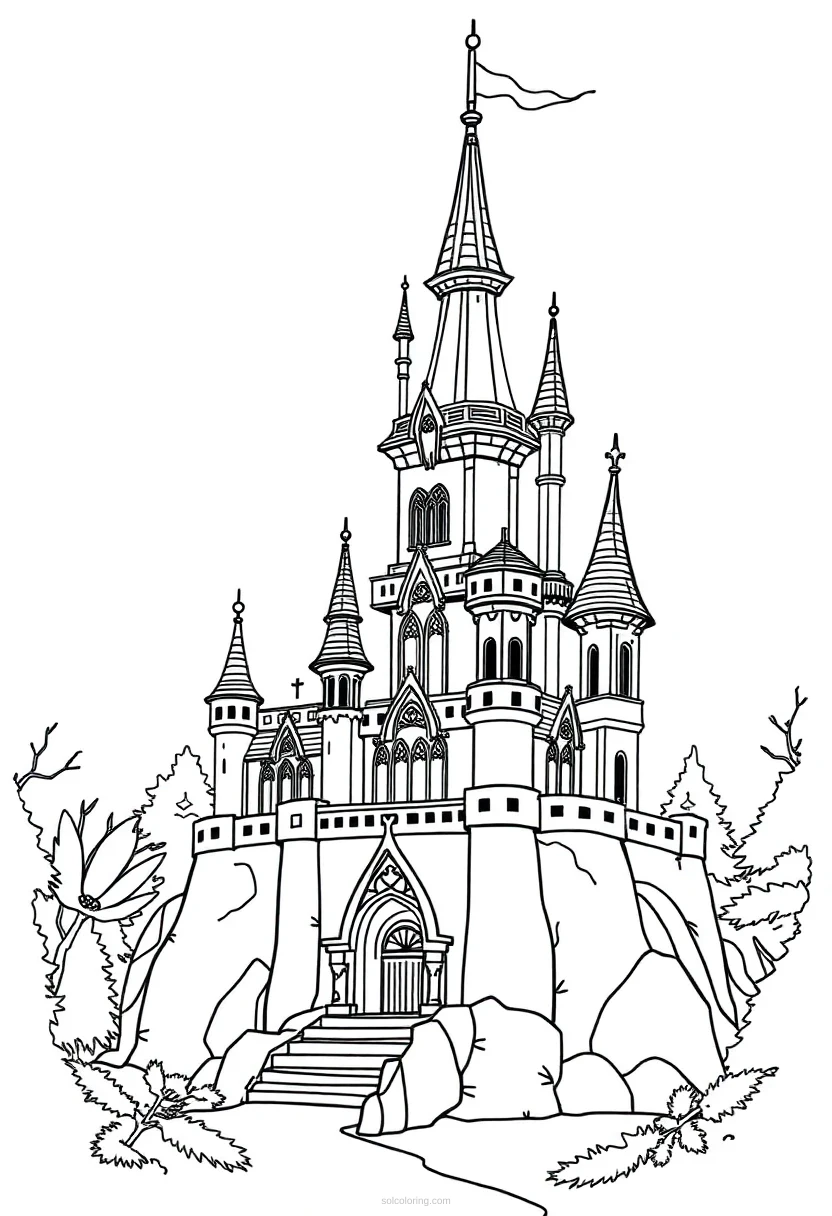 Enchanted Castle coloring page for kids