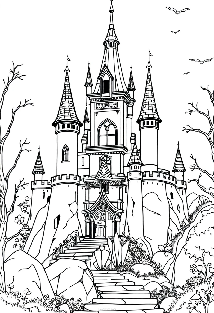 Enchanted Castle coloring page for kids
