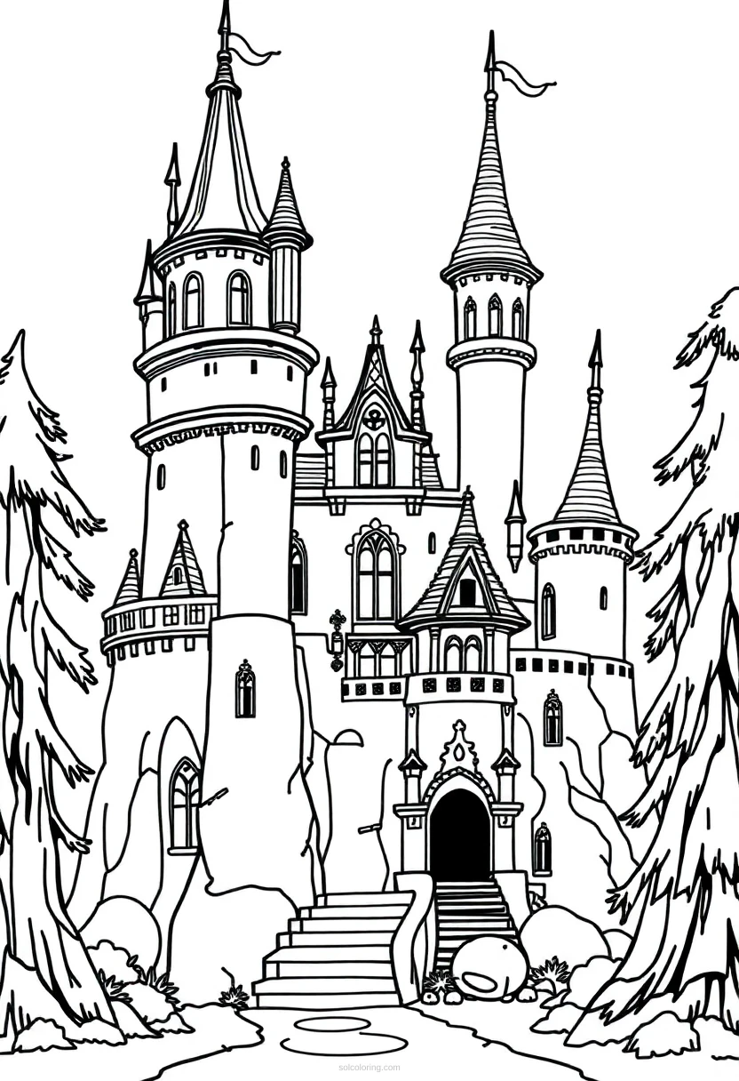 Enchanted Castle coloring page for kids