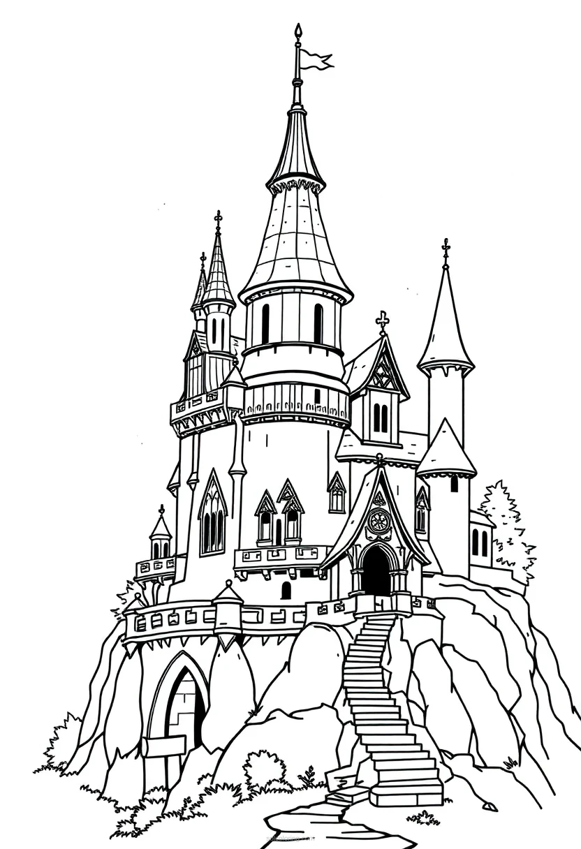 Enchanted Castle coloring page for kids