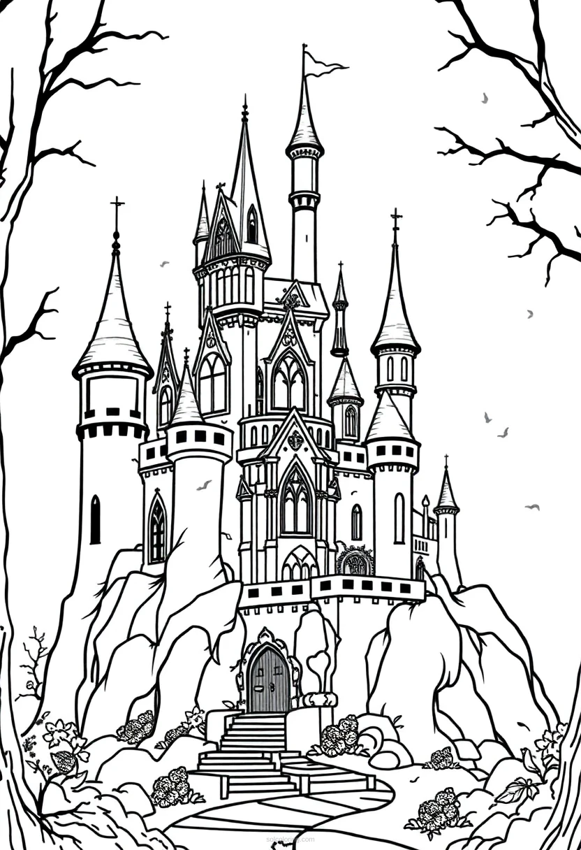 Enchanted Castle coloring page for kids