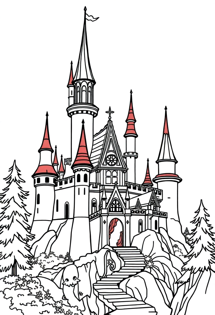 Enchanted Castle coloring page, free printable