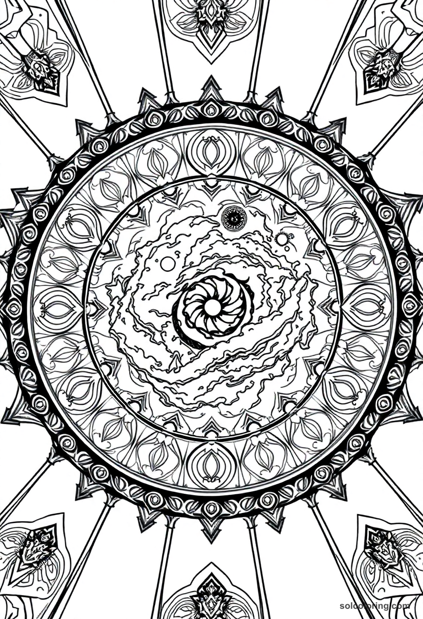 Mandala Enchanted Ceiling Showing a Stormy Night Sky Inside a Great Hall