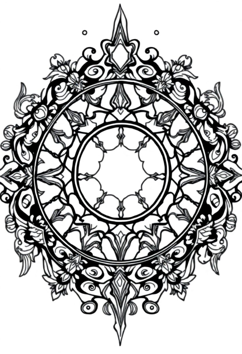 Enchanted Magic Circle coloring page for kids