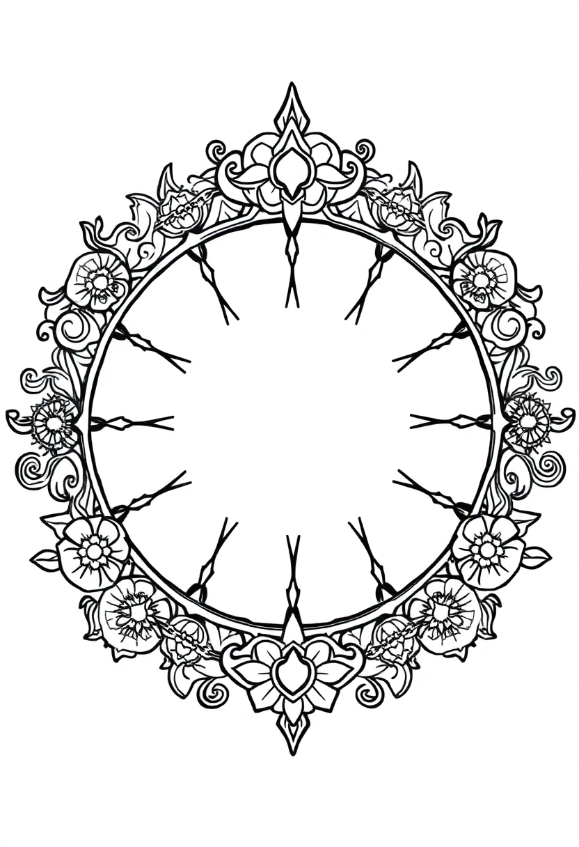 Enchanted Magic Circle coloring page for kids