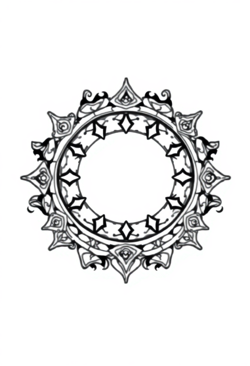 Enchanted Magic Circle coloring page for kids