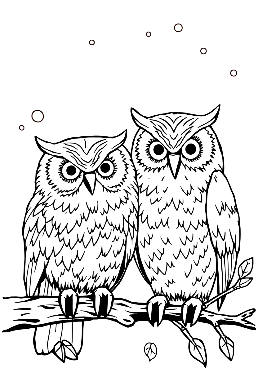 Enchanted Owls coloring page for kids