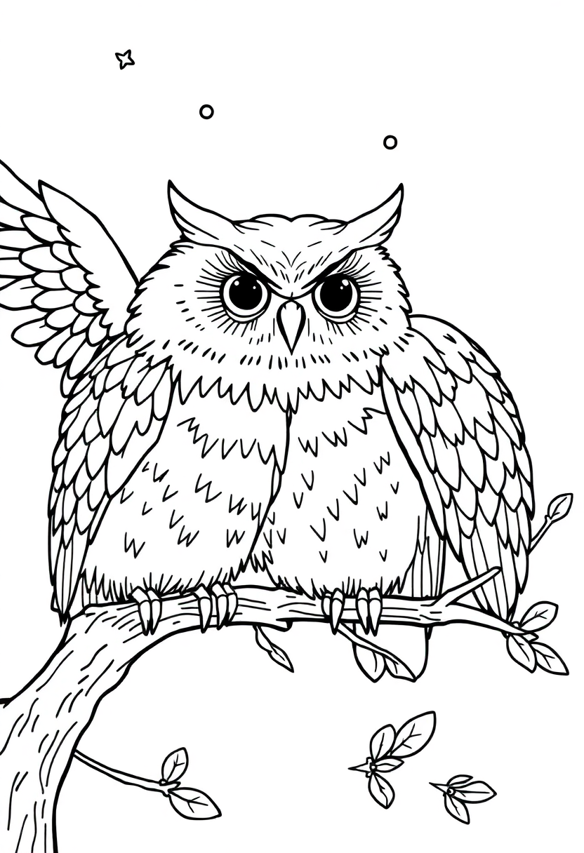 Enchanted Owls coloring page for kids