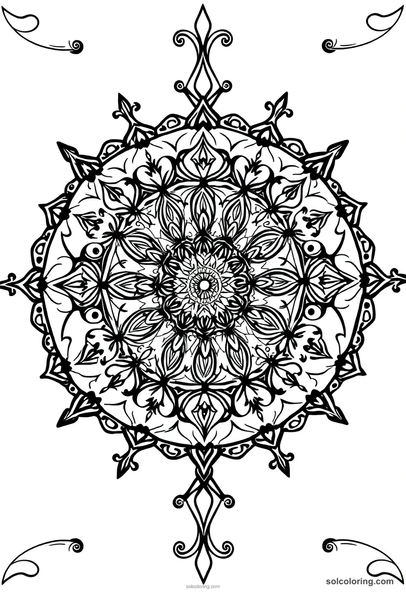 Mandala Enchanted Portrait Gallery with Painted Subjects That Talk and Wave mandala coloring page for kids