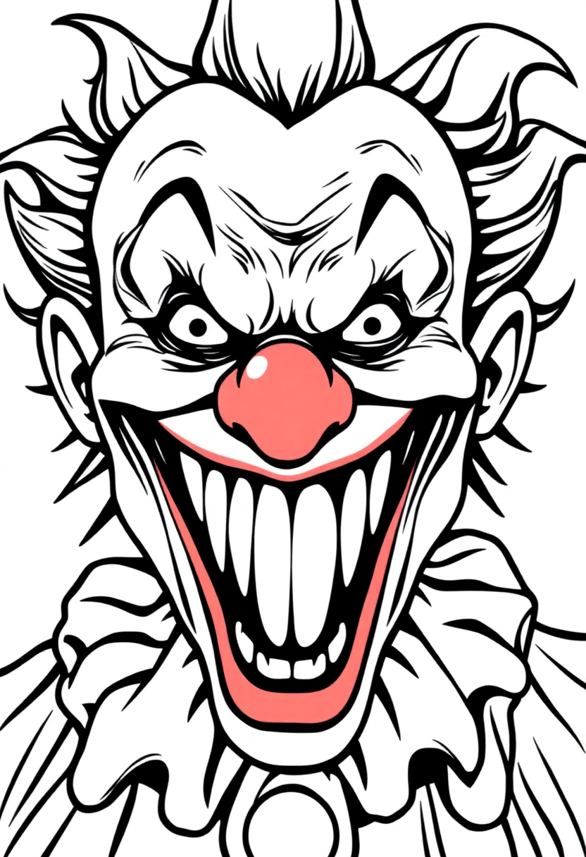 Evil Clown With Twisted Smile coloring pages