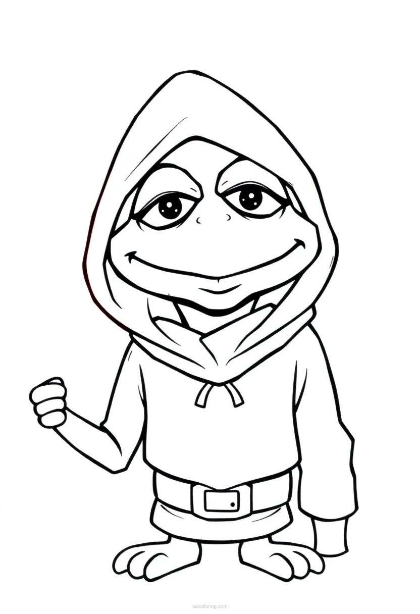 Evil Kermit Hood Temptation coloring page for kids
