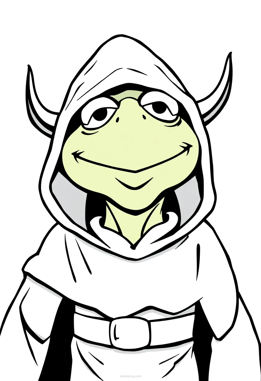 Evil Kermit Hood Temptation coloring page for kids
