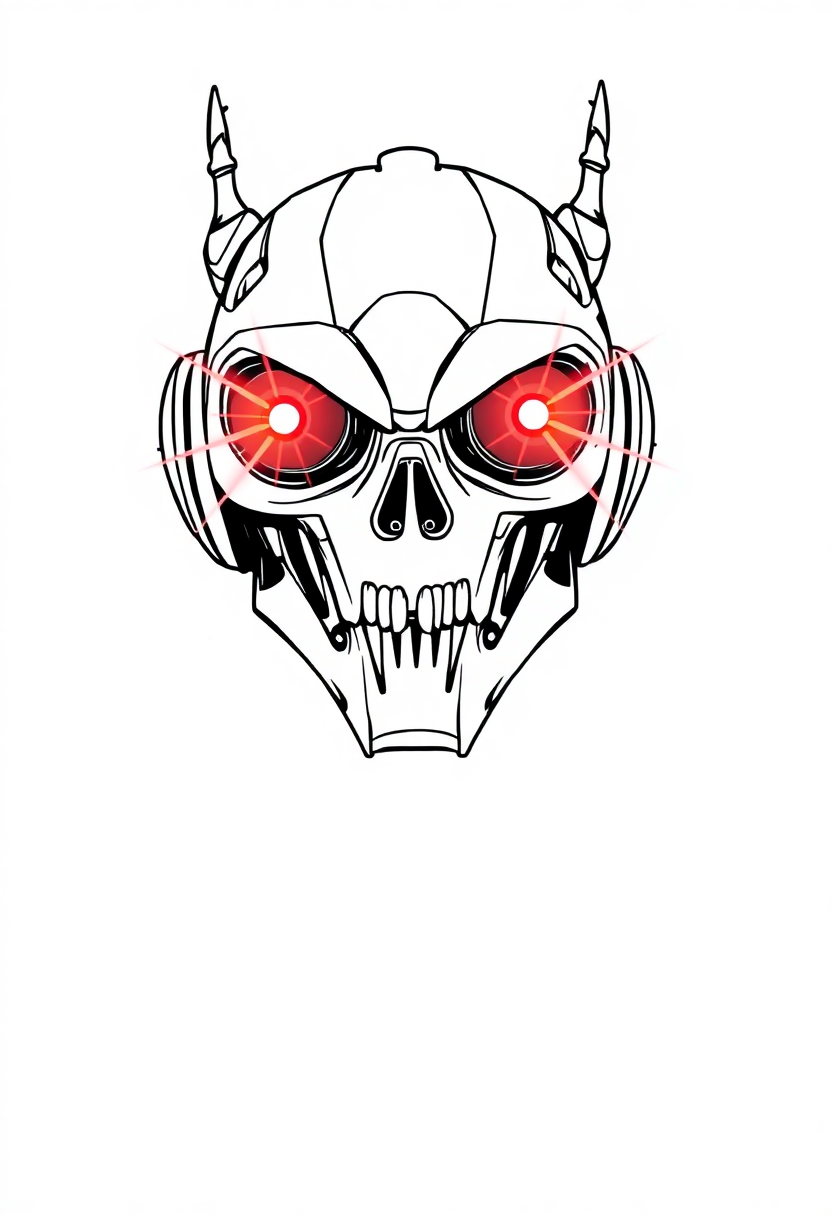 Evil Robot with Laser Eyes coloring page, free printable