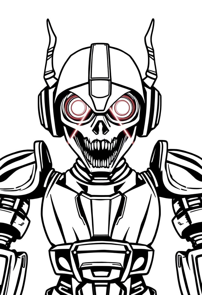 Evil Robot with Laser Eyes coloring page, free printable