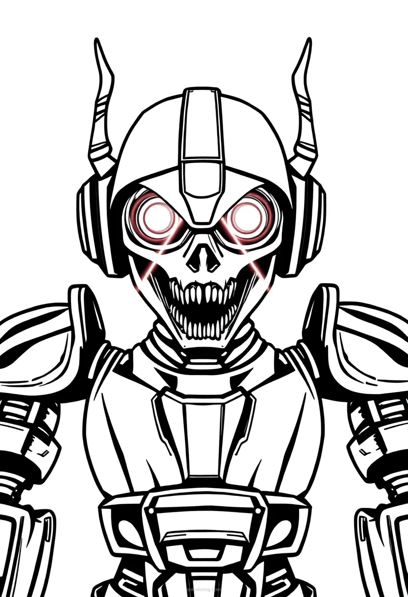 Evil Robot with Laser Eyes coloring page for kids