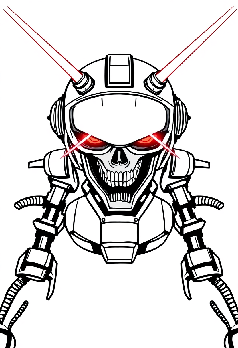 Evil Robot With Laser Eyes coloring pages