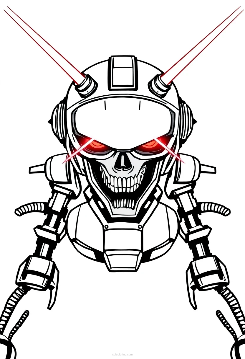 Evil Robot With Laser Eyes coloring pages