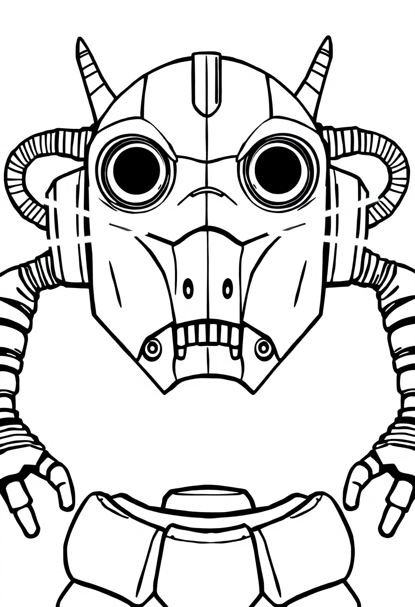 Evil Robot with Laser Eyes coloring page, free printable