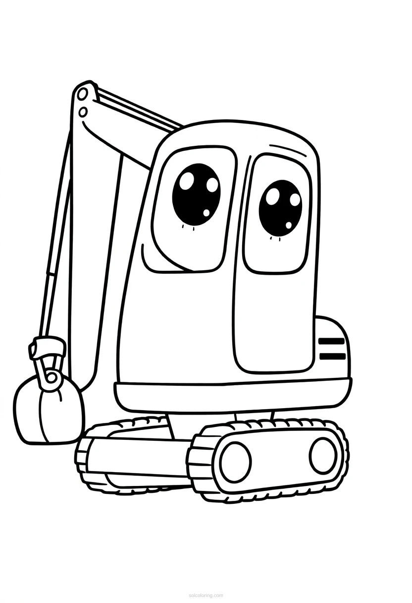 Excavator Chibi coloring page for kids