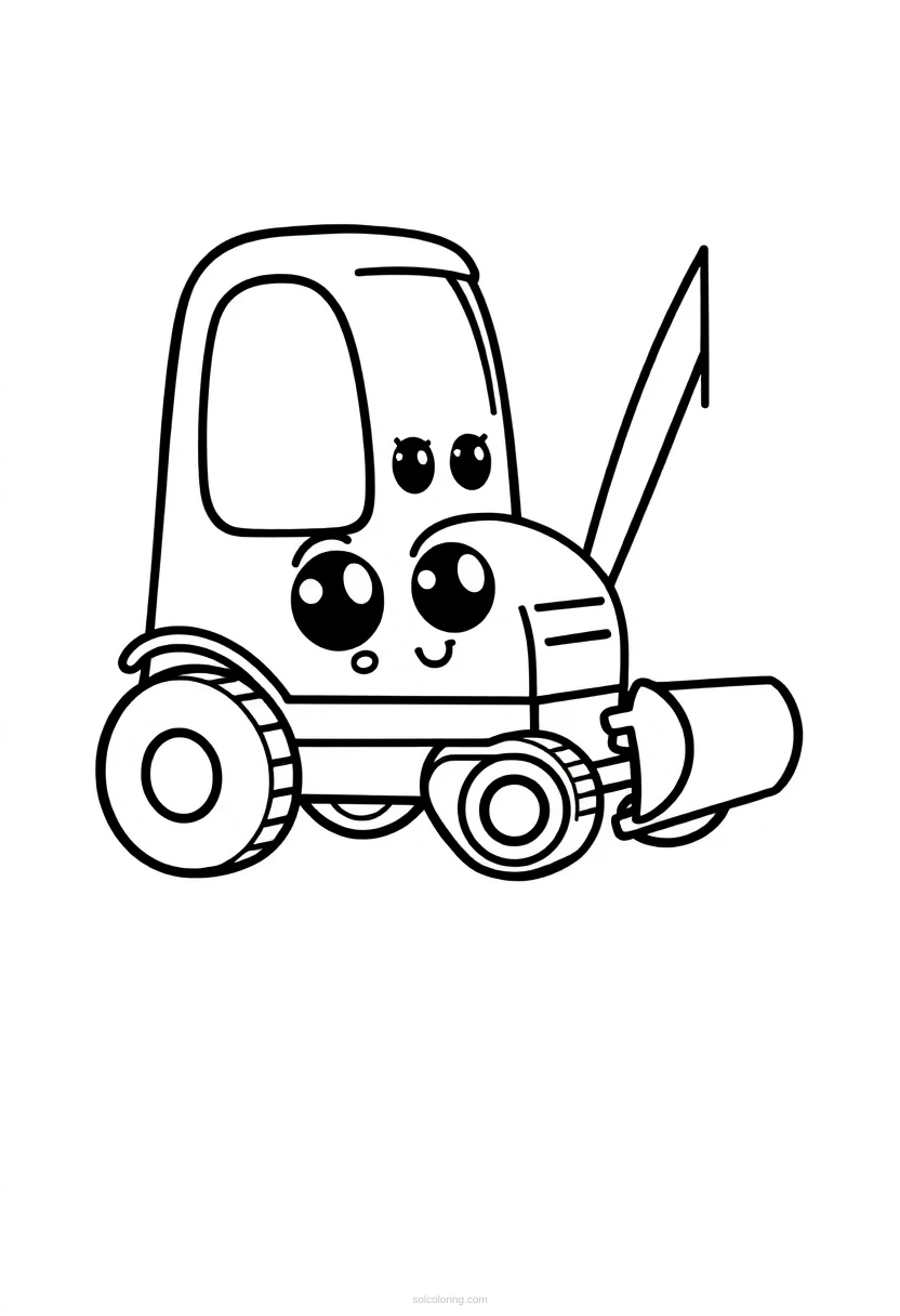 Excavator Chibi coloring page for kids