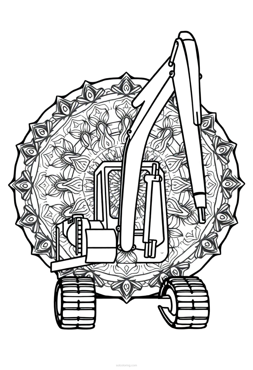 Excavator Chibi coloring page for kids