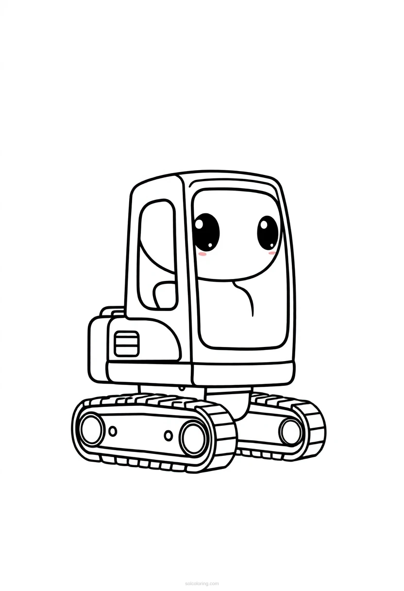 Excavator Cute Cartoon coloring page for kids