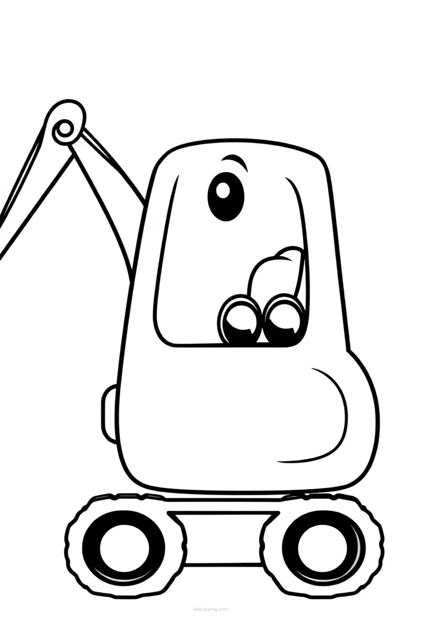 Excavator Cute Cartoon coloring page for kids