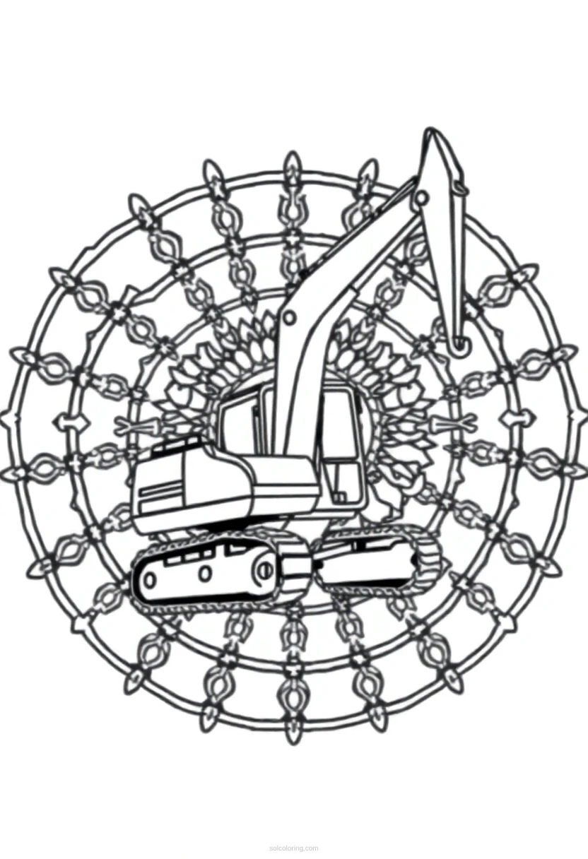 Excavator Cute Cartoon coloring page for kids