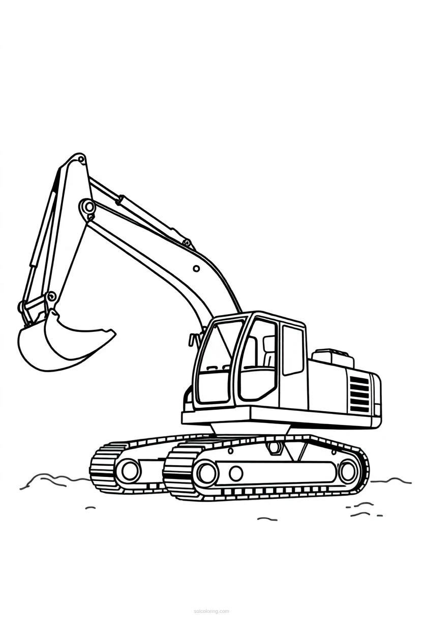 Excavator Cute Cartoon coloring page for kids