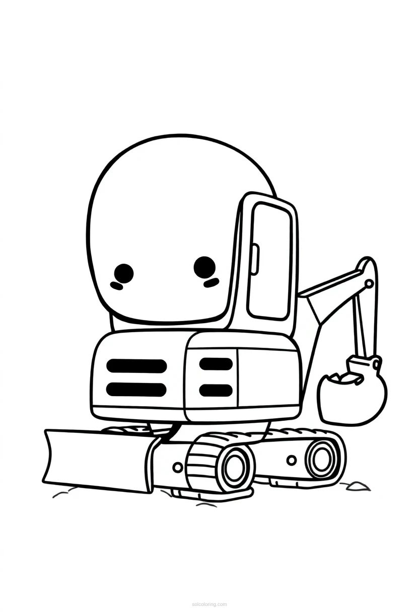 Excavator coloring page for kids