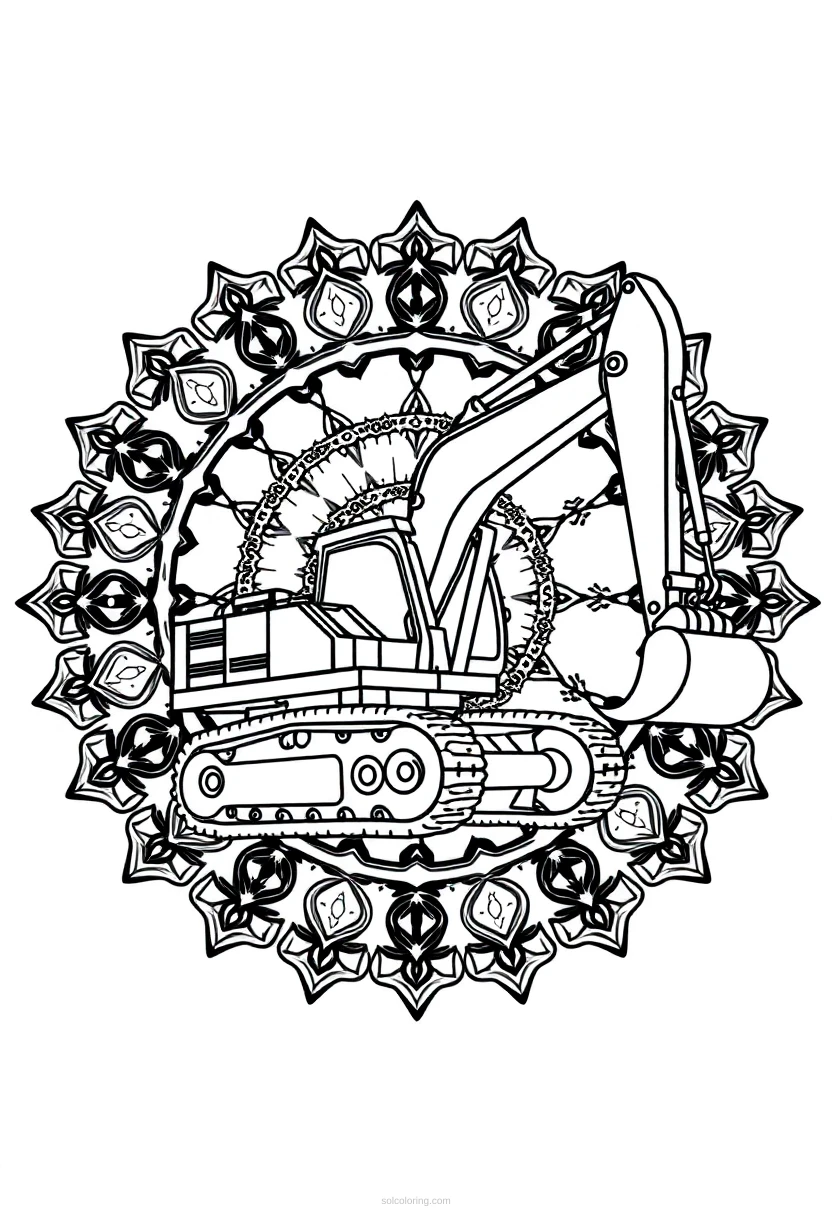 Excavator coloring page for kids