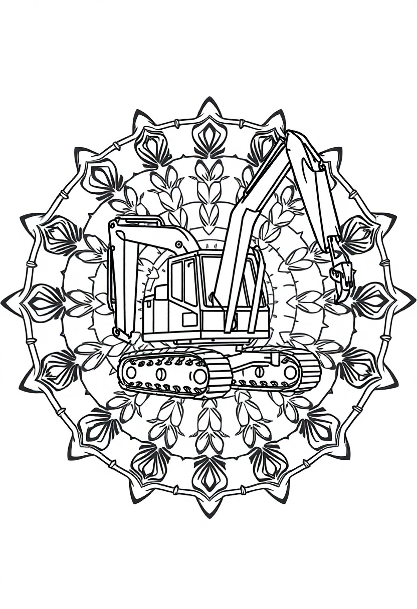 Excavator coloring page, free printable