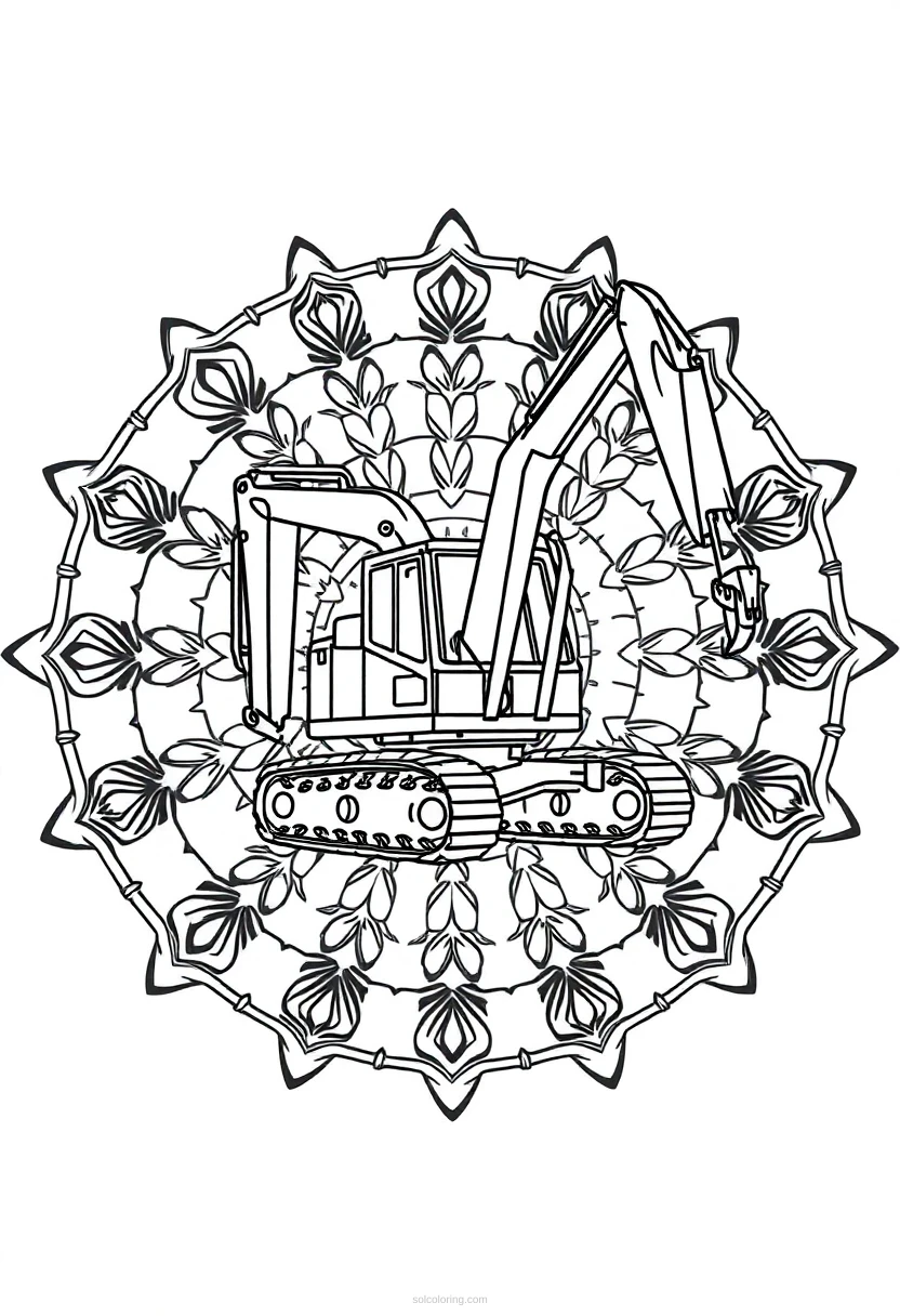 Excavator coloring page for kids