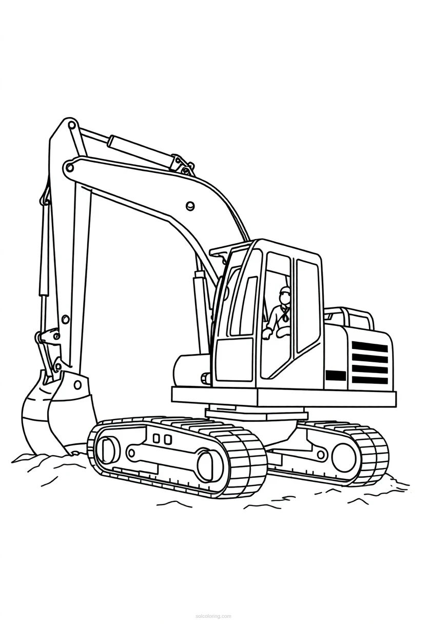 Excavator coloring page for kids