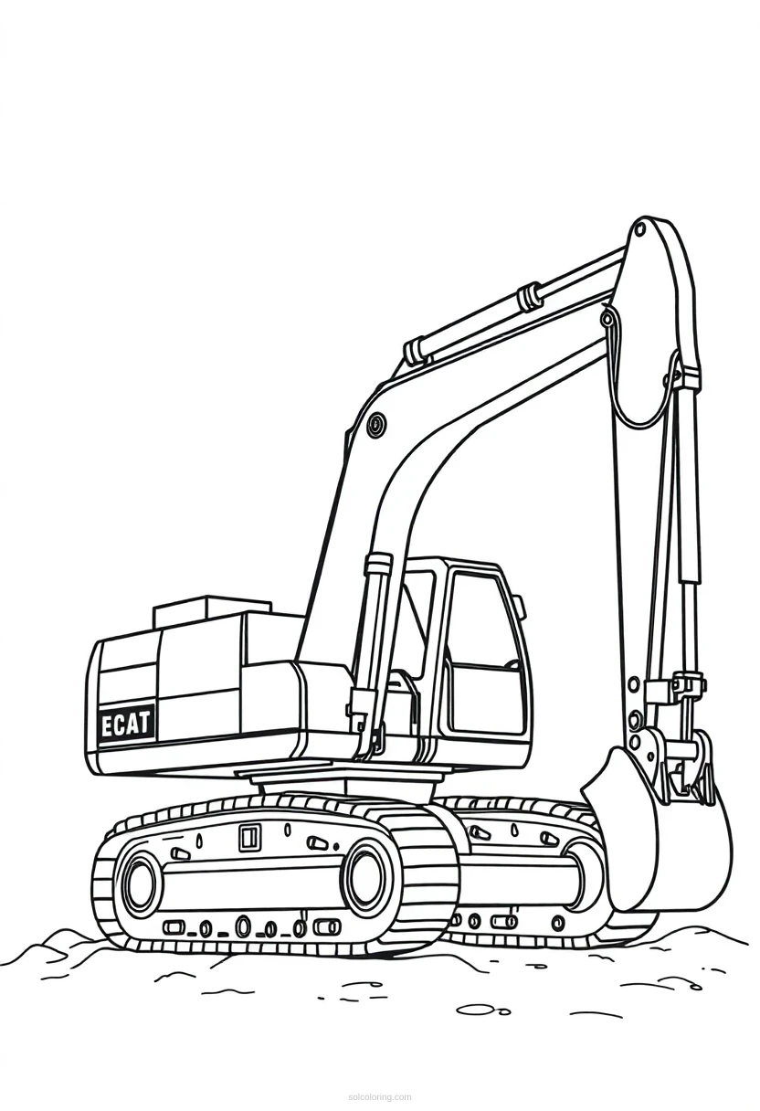 Excavator coloring page for kids