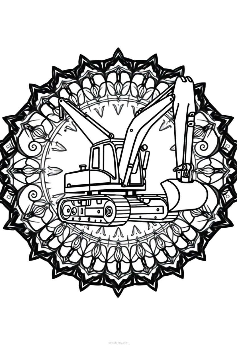 Excavator coloring page for kids